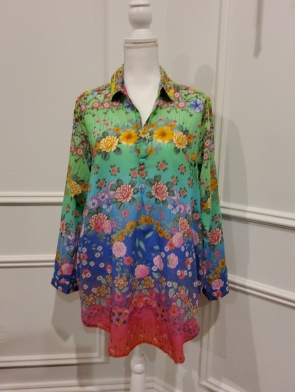 Johnny Was Rainbow Field Floral Tunic Top